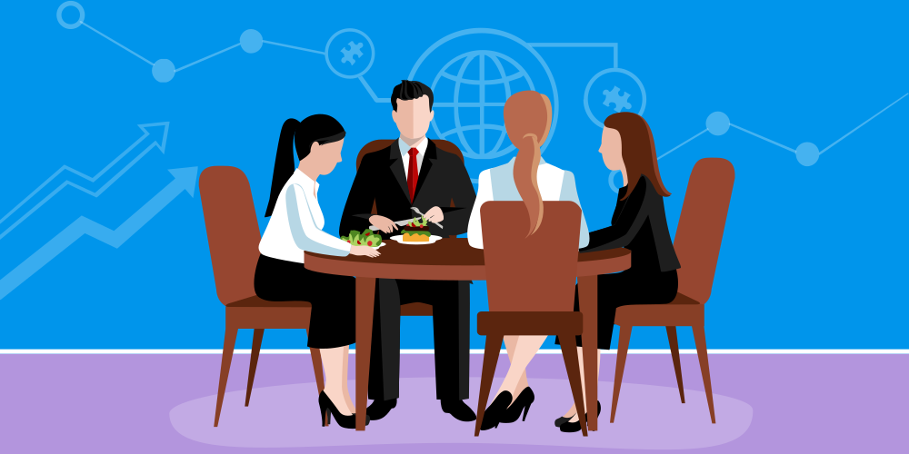 Employees enjoying a meal break together in California.