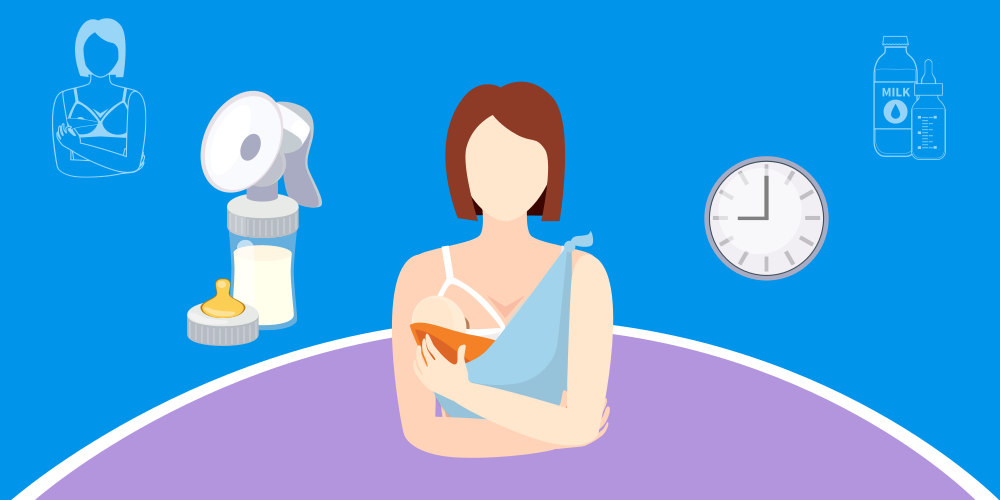 Mother taking lactation break at work