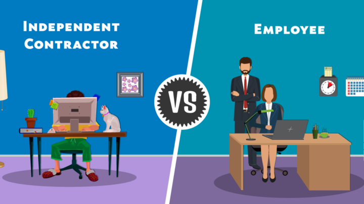 Illustration comparing an independent contractor and an employee under California law
